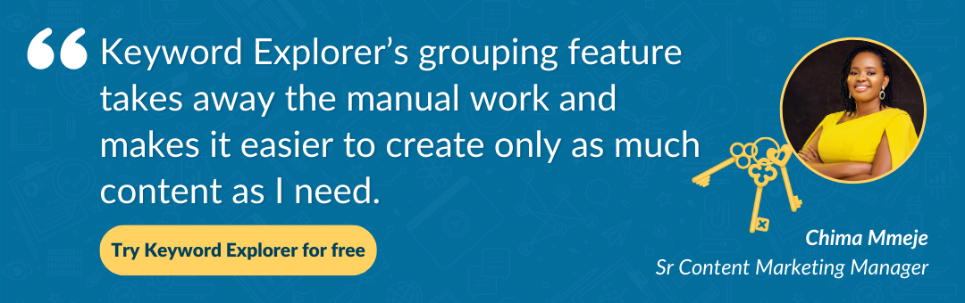 CTA for keyword explorer with auote from chima mmeje