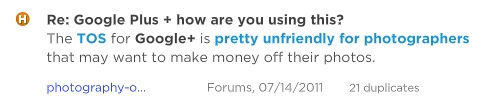 Google+ dislike: terms of service
